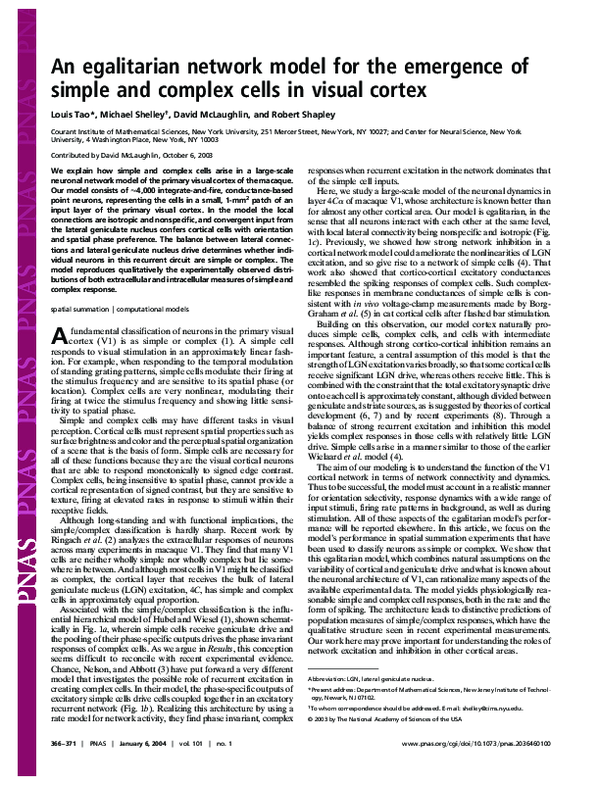 (PDF) An Egalitarian Network Model for the Emergence of Simple and ...