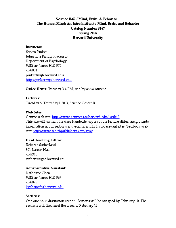 (PDF) The Human Mind: An Introduction to Mind, Brain and Behavior