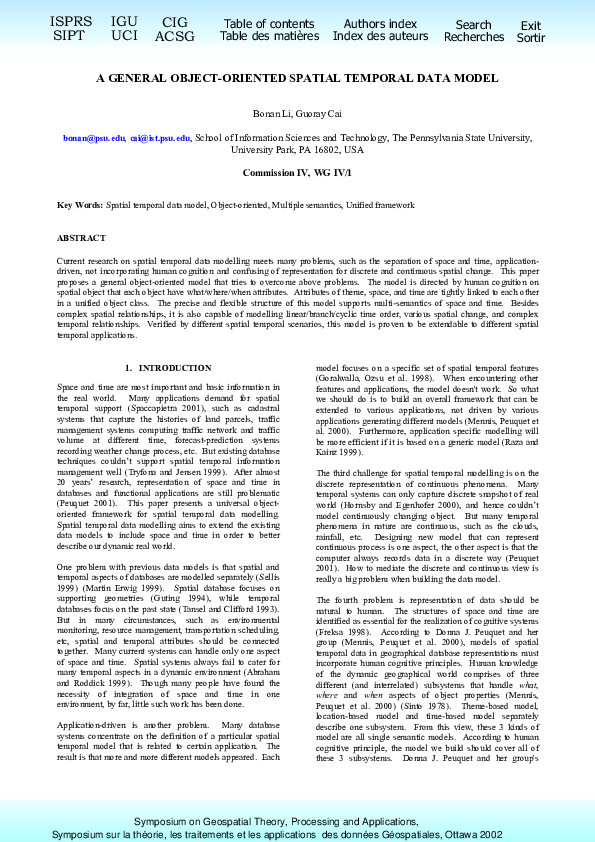 (PDF) A general object-oriented spatial temporal data model