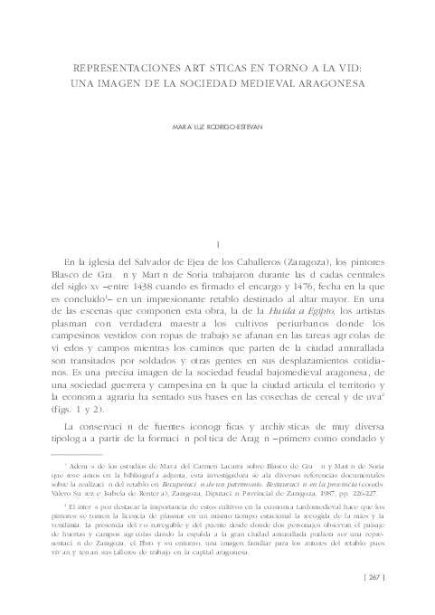 Representaciones artísticas en torno a la vid: una imagen de la sociedad medieval aragonesa [2008]