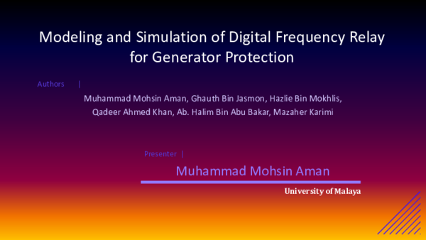 (PPT) Modeling and simulation of digital frequency relay for generator ...