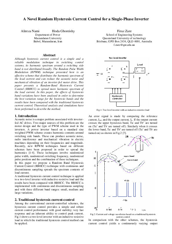 (PDF) A novel random hysteresis current control for a single-phase inverter