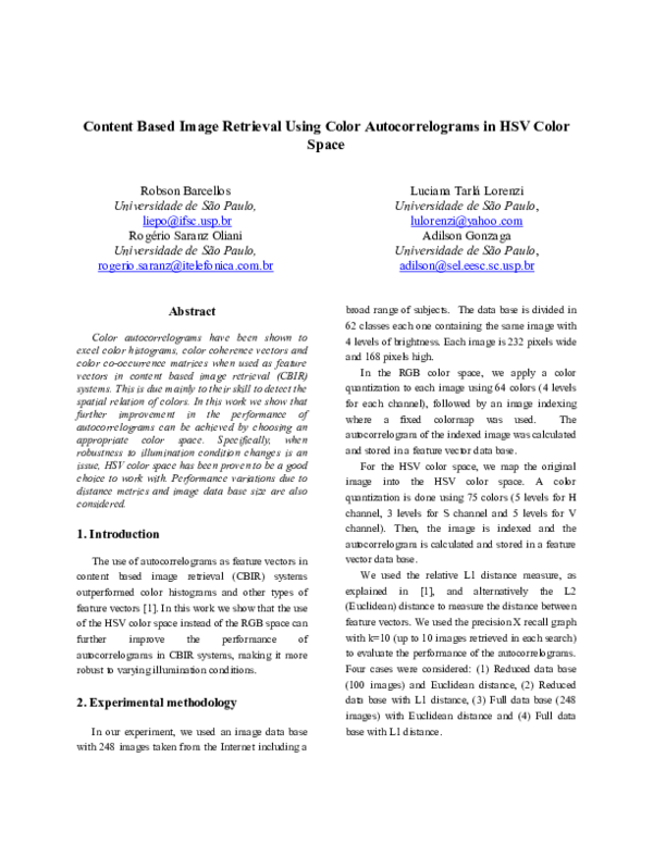 (PDF) Content based image retrieval using color autocorrelograms in hsv ...