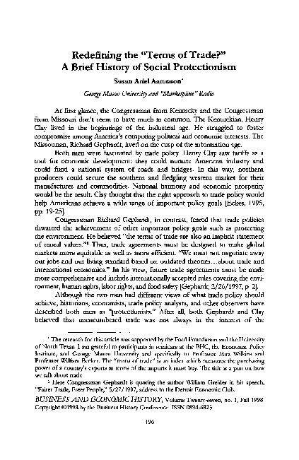 Redefining the" Terms of Trade?" A Brief History of Social Protectionism