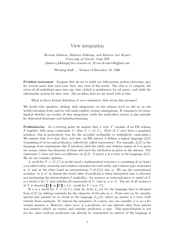 (PDF) View integration