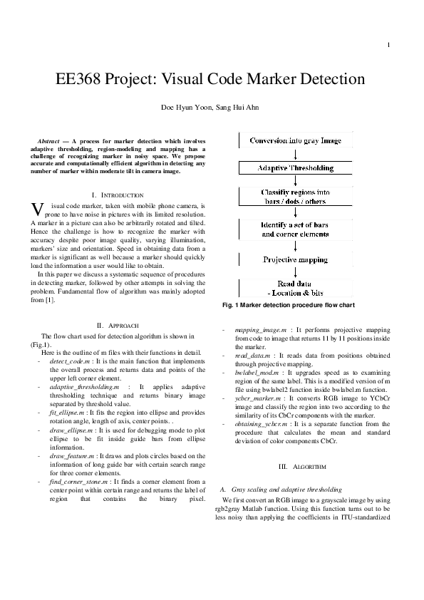 (PDF) EE368 Project: Visual Code Marker Detection
