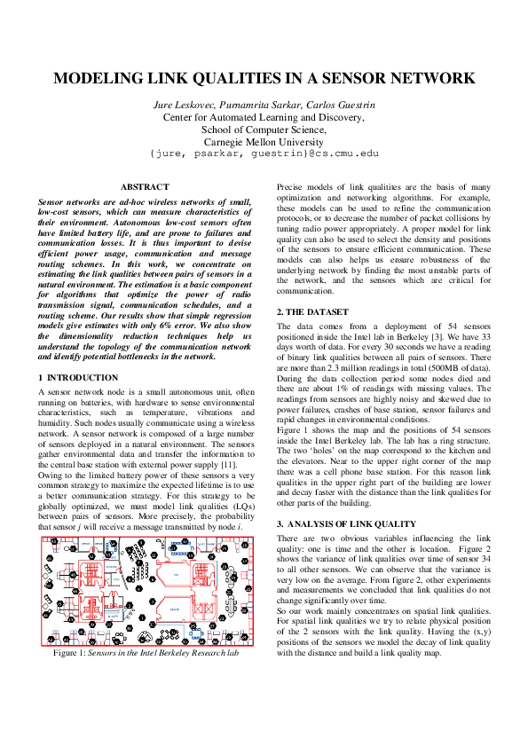 (PDF) Modeling link qualities in a sensor network
