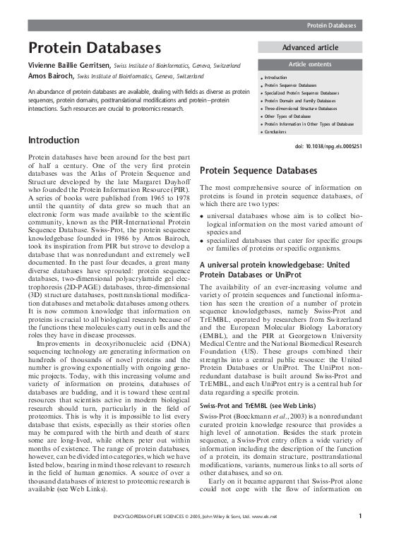 (PDF) Protein Databases