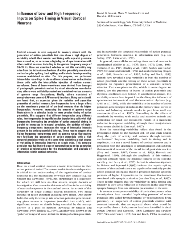 (PDF) Influence of Low and High Frequency Inputs on Spike Timing In ...