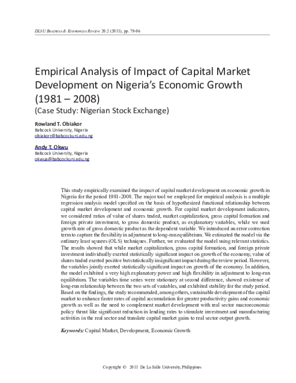 (PDF) Empirical Analysis of Impact of Capital Market Development on ...