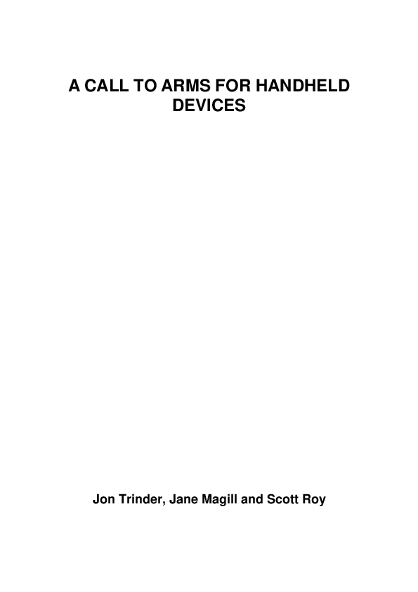 (PDF) A CALL TO ARMS FOR HANDHELD DEVICES Jon Trinder Academia.edu