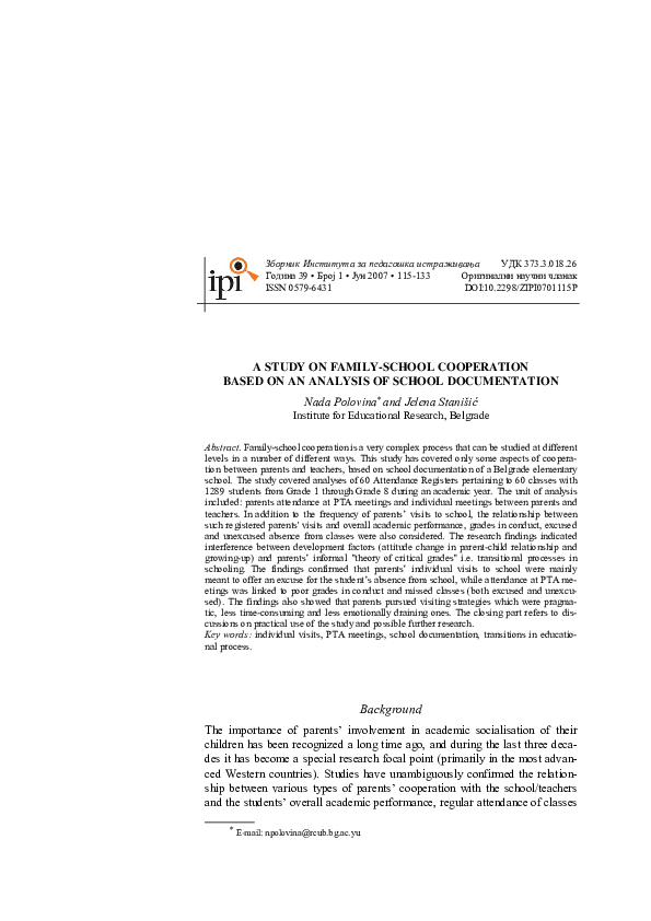 (PDF) A study on family-school cooperation based on an analysis of ...