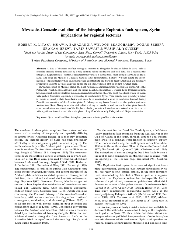 (PDF) MesozoicCenozoic evolution of the intraplate Euphrates fault