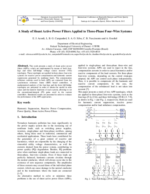 (PDF) A Study of Shunt Active Power Filters Applied to Three-Phase Four ...