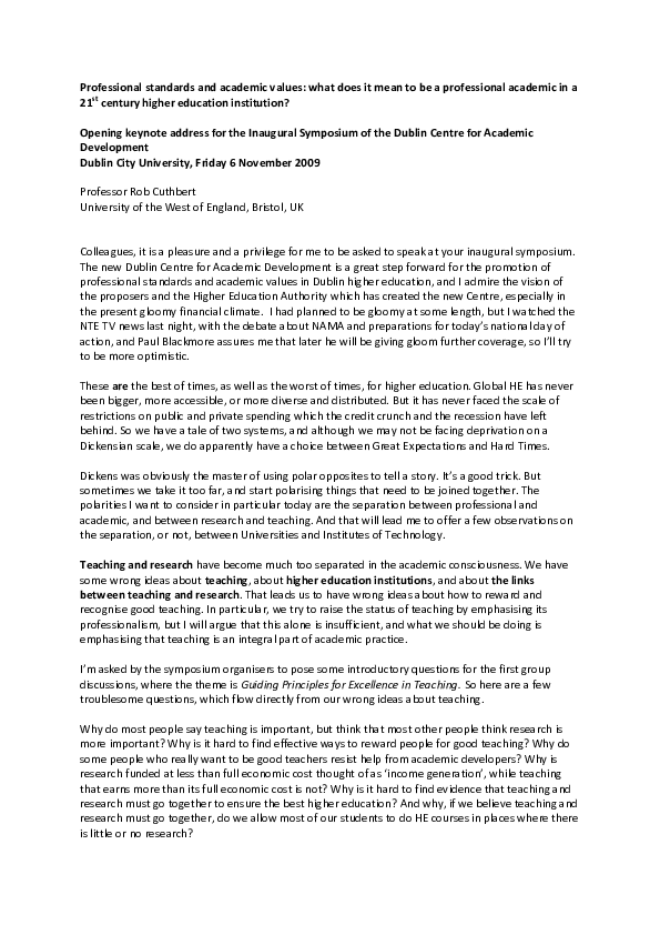 (DOC) Professional standards and academic values what does it mean to