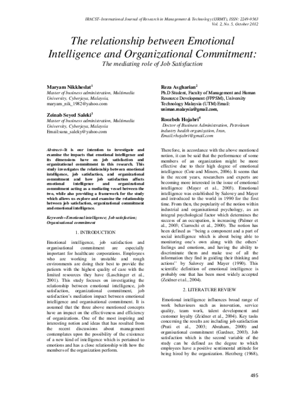 (PDF) The relationship between Emotional Intelligence and ...