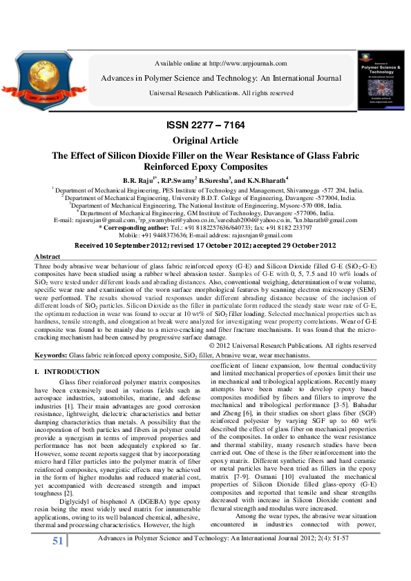 PDF) The Effect of Silicon Dioxide Filler on the Wear Resistance 