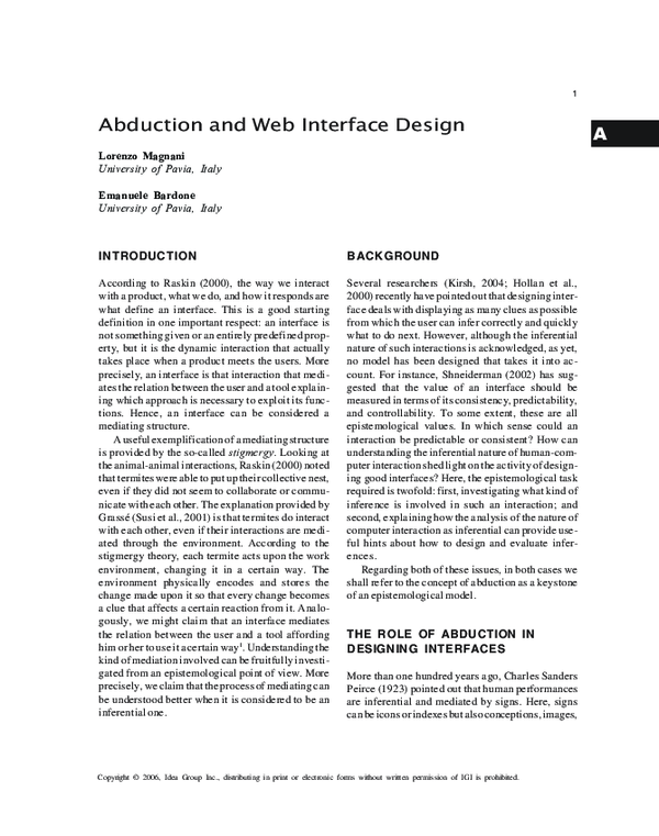 (PDF) Abduction and Web Interface Design