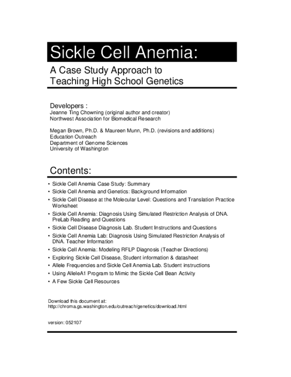 Sickle cell anemia case study answers picture