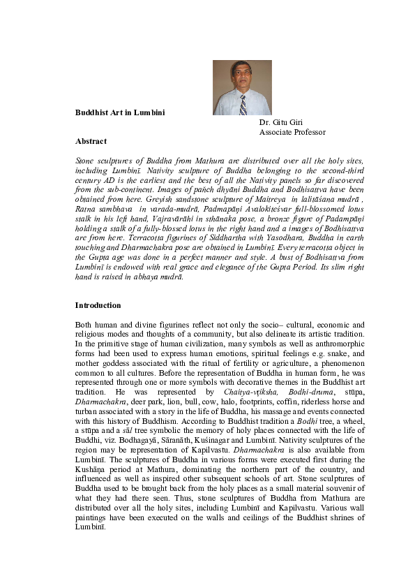 Write a paragraph about lumbini and gautam buddha picture