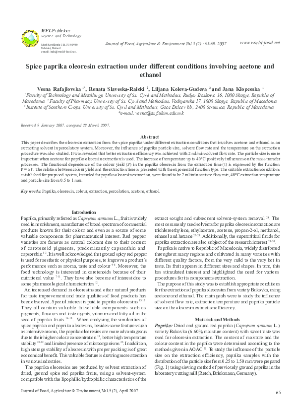 (PDF) Spice paprika oleoresin extraction under different conditions