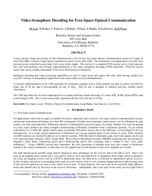 (PDF) Video semaphore decoding for free-space optical communication