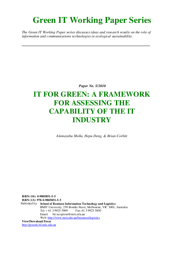 (PDF) Green IT Working Paper Series