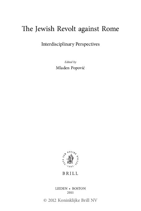 First page of “What is History? Using Josephus for the Judaean-Roman War”