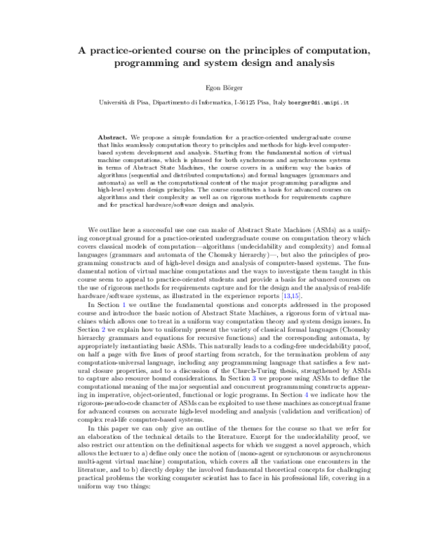 (PDF) A practice-oriented course on the principles of computation ...