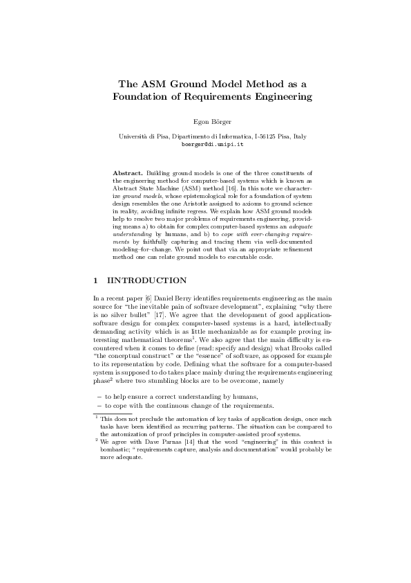 (PDF) The ASM ground model method as a foundation of requirements ...