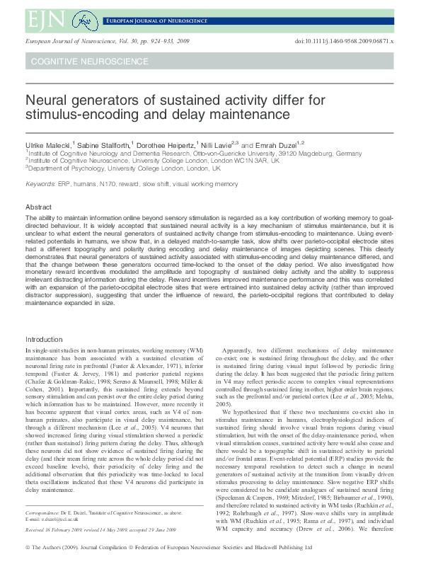 (PDF) Neural generators of sustained activity differ for stimulus ...