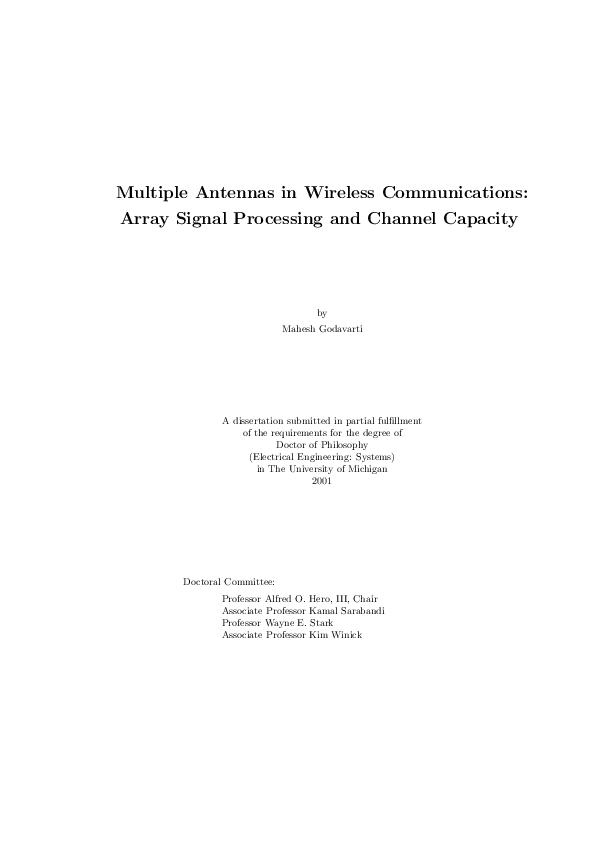 (PDF) Multiple Antennas in Wireless Communications Alfred O. Hero
