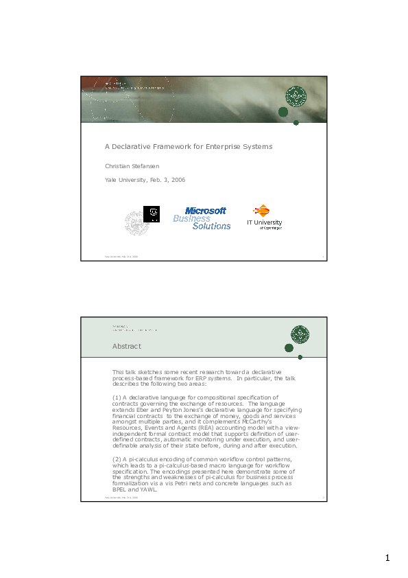(PDF) A Declarative Framework for Enterprise Systems