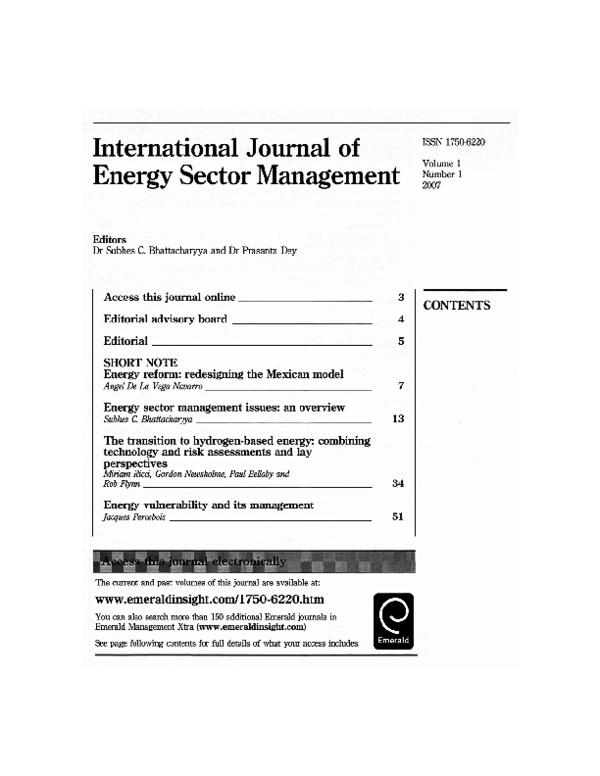 Pdf International Journal Of Energy Sector Management Subhes Bhattacharyya Academia Edu