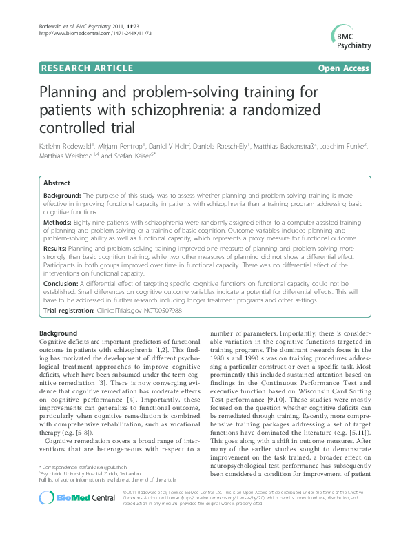Halting Schizophrenia Before It Starts >> Pdf Planning And Problem Solving Training For Patients With Halting Schizophrenia Before It Starts >> Pdf Planning And Problem Solving Training For Patients With