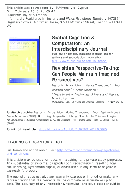 (PDF) Revisiting perspective-taking: can people maintain imagined ...