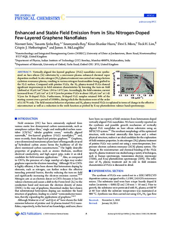 (PDF) Enhanced and stable filed emission from in situ nitrogen-doped ...