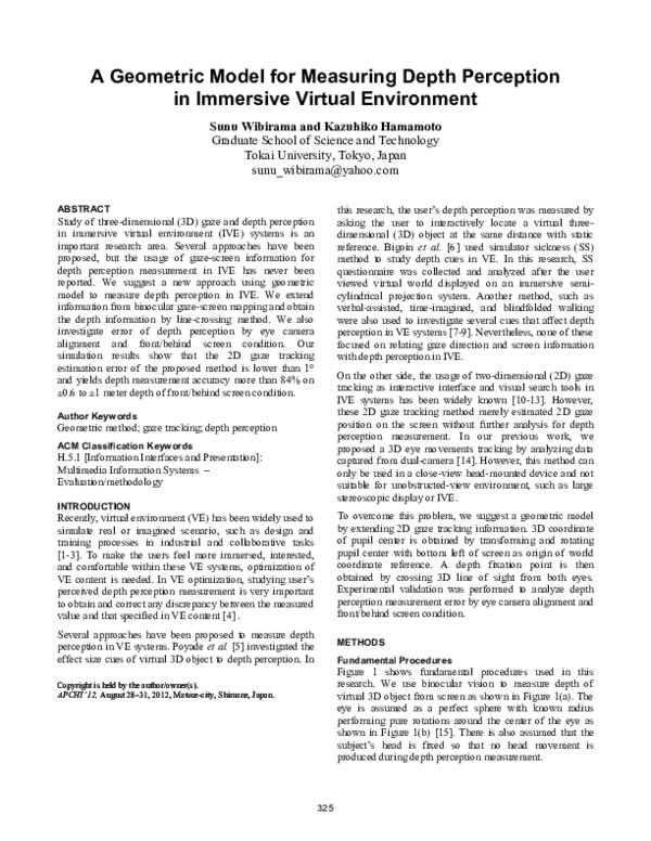 (PDF) A Geometric Model for Measuring Depth Perception in Immersive ...