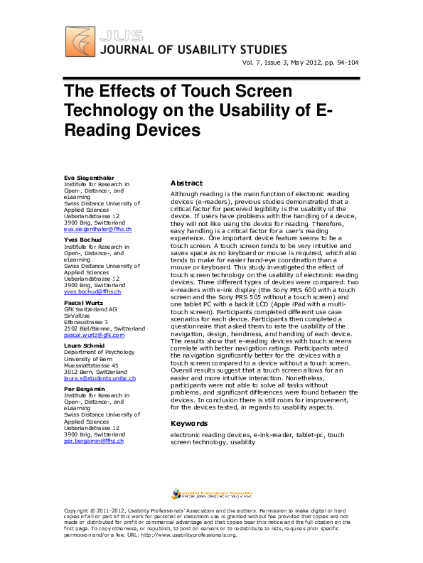(PDF) The Effects of Touch Screen Technology on the Usability of E ...