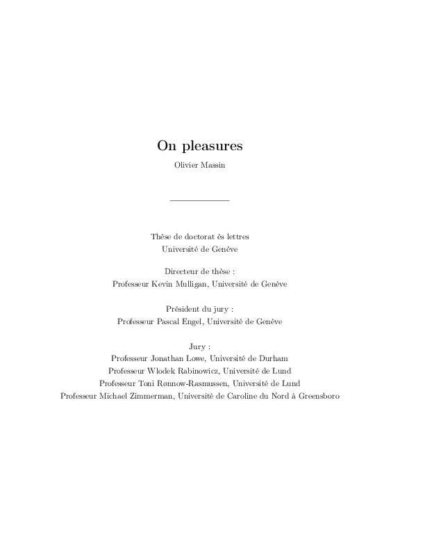 Pdf On Pleasures Olivier Massin Academia Edu
