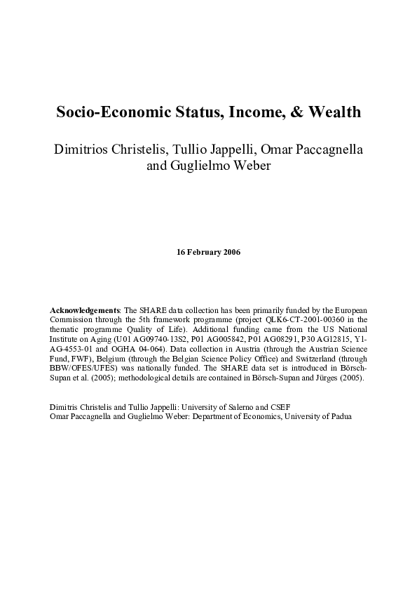 (PDF) SocioEconomic Status, & Wealth Guglielmo er Academia.edu