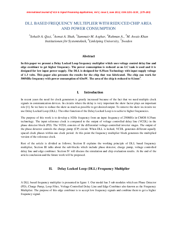 (PDF) DLL BASED FREQUENCY MULTIPLIER WITH REDUCED CHIP AREA AND POWER ...