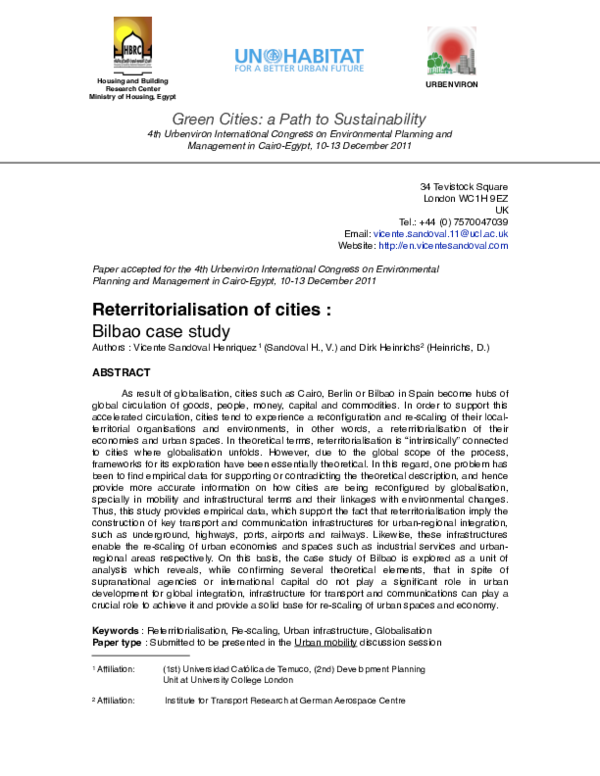 (PDF) Reterritorialisation of cities: Bilbao case study and its ...