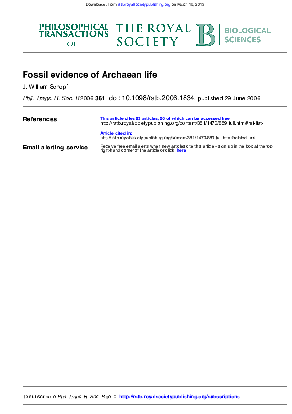 (PDF) Fossil evidence of Archaean life Mohd Tajuddin Abdullah, PhD