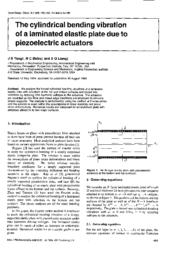 (PDF) The cylindrical bending vibration of a laminated elastic plate ...