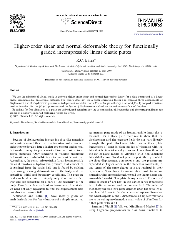 (PDF) Higher-order shear and normal deformable theory for functionally ...