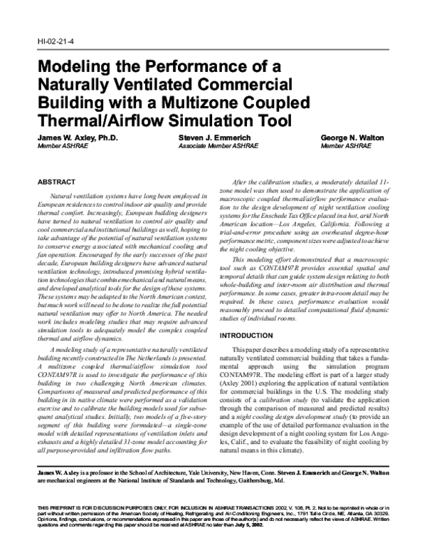 (PDF) Modeling the performance of a naturally ventilated commercial ...