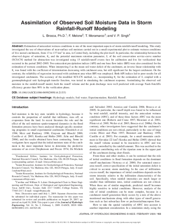 (PDF) Assimilation of observed soil moisture data in storm rainfall ...