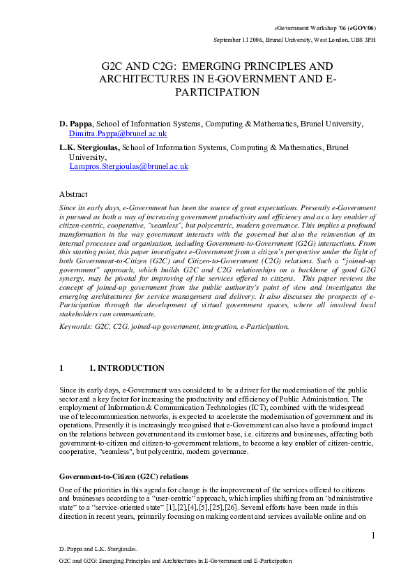 (PDF) G2C AND C2G Emerging Principles and Architectures in E