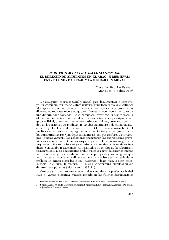 "Dare victum et vestitum convenienter". El derecho de alimentos en el Aragón Medieval: entre la norma legal y la obligación moral [2006]